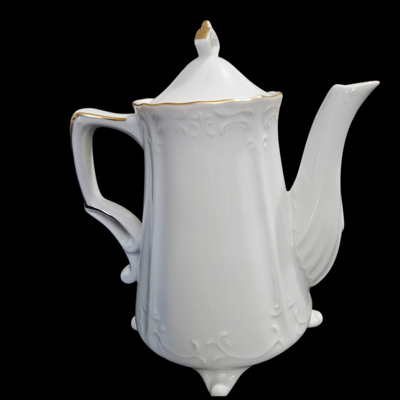 Winrose Collection Porcelain Coffee Pot Teapot Floral Gold Trim Hand Decorated - Picture 3 of 7